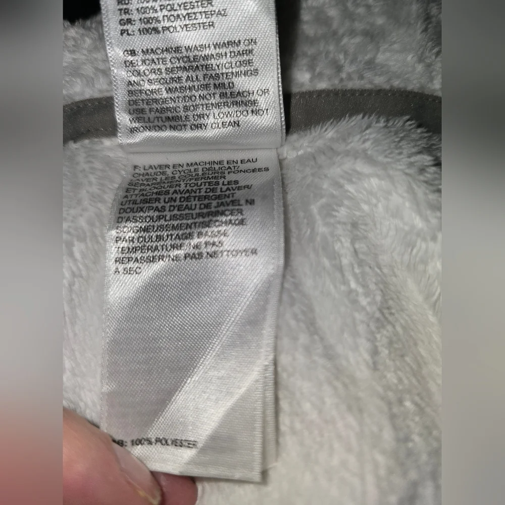 The North Face Girls’ XL (18) White Fleece Pullover Jacket – Aqua Trim - Picture 5 of 9